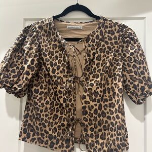 Abercrombie & Fitch Leopard Print Lace-Up Blouse